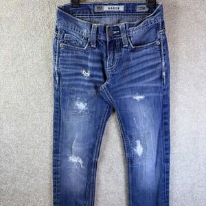 BKE Aaron Jeans Youth Boys 25x28 Blue Distressed Straight Leg Denim Pants READ